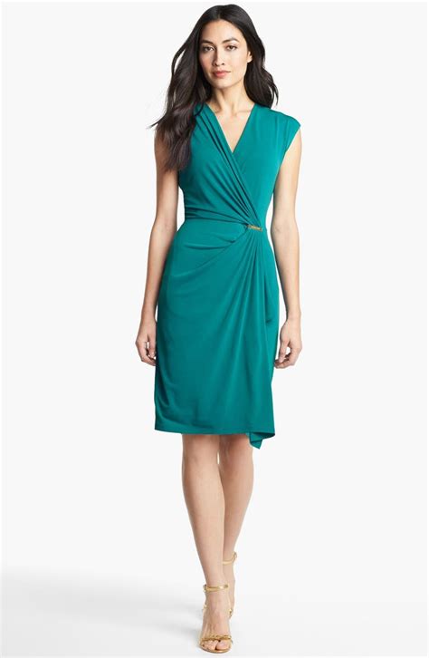 michael kors cap sleeve faux wrap dress|Michael Kors ruffle dress.